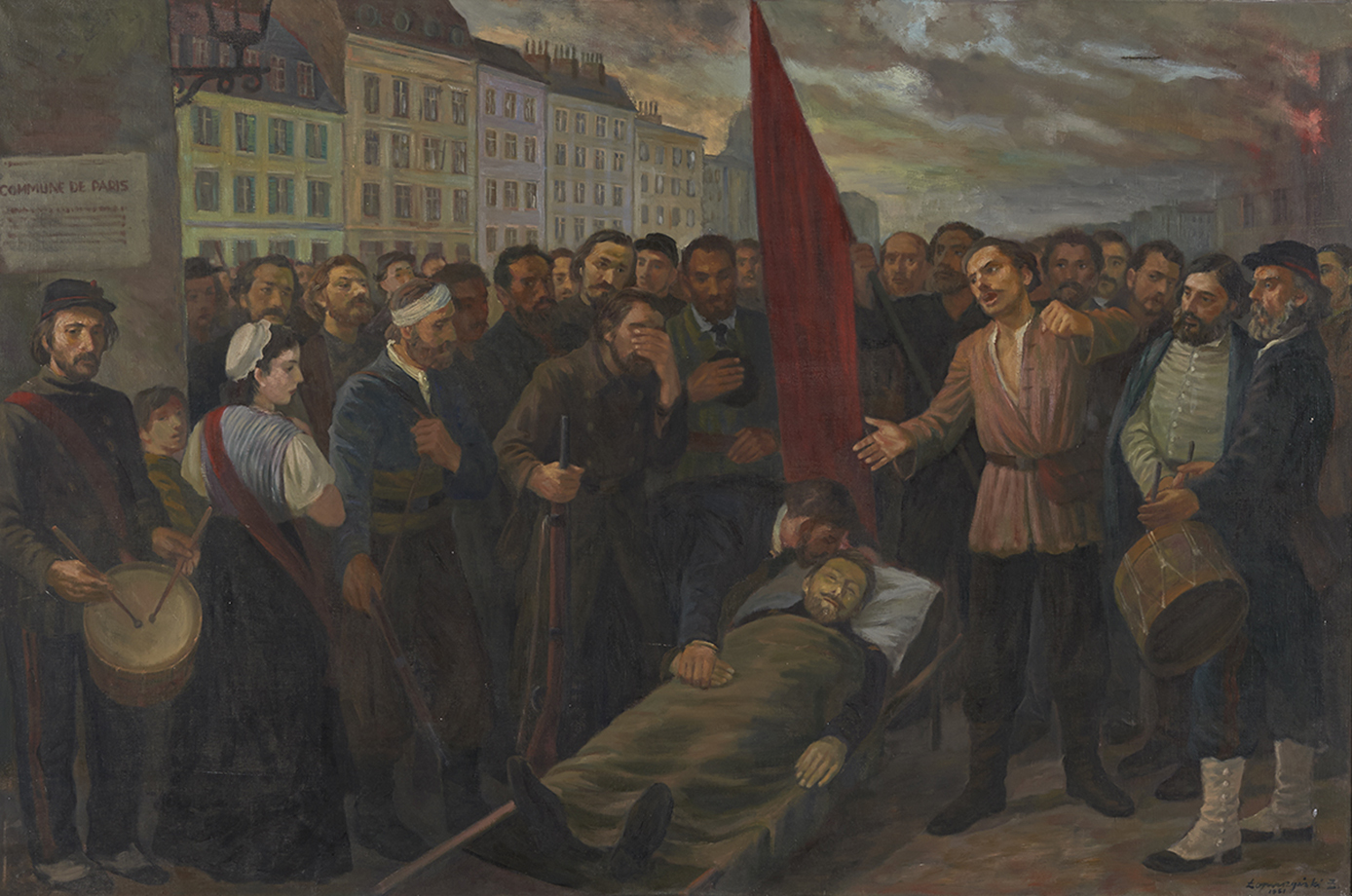 Zygmunt Łopuszyński, „Śmierć generała Dąbrowskiego”, 1951, olej, płótno; wymiary 134 x 200 cm