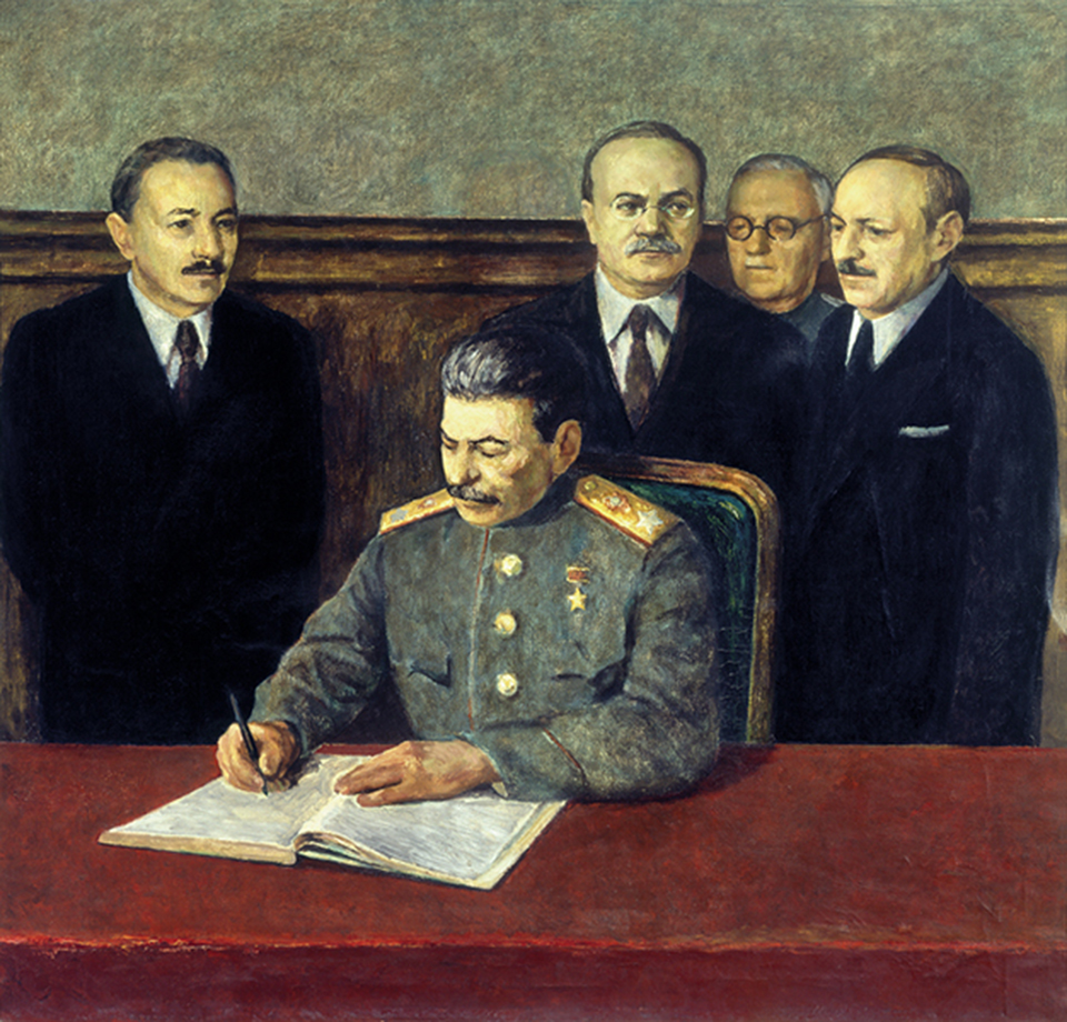 Rajmund Pietkiewicz, Pakt Pokoju, ok. 1950, olej, płótno, wymiary 110 x 115 cm