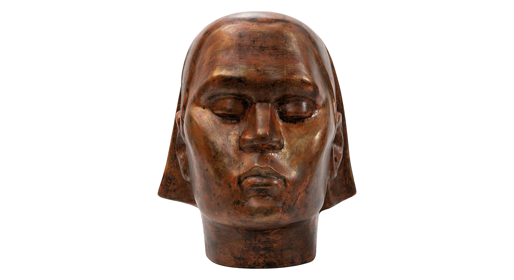 Janusz Wilden

urodzony w 1906 roku w Warszawie – zmarł w 1991 roku w Warszawie

Głowa

powstała w 1957 roku

Drewno polichromowane 

wymiary: 30 x 27 x 32 cm

Muzeum Zamoyskich w Kozłówce

numer inwentarza: MPK/SW/690


Przed nami imponująca rzeźba dużej, idealizowanej głowy wykonanej z ciemnego, polichromowanego drewna, którego głęboka barwa nadaje dziełu szlachetność i powagę. Twarz, choć uproszczona i pozbawiona naturalistycznych detali, zachwyca symetrią i monumentalnością formy. Szerokie policzki, masywny, szeroki nos oraz pełne, lekko zaciśnięte usta tworzą wyraz siły i godności.


Oczy – zamknięte, z wyraźnie zarysowanymi powiekami – sprawiają, że twarz zdaje się być pogrążona w medytacyjnym skupieniu. Gładkie czoło oraz wysokie kości policzkowe podkreślają niemal architektoniczną strukturę, nadając rzeźbie charakter symboliczny i ponadczasowy.


Włosy zredukowane do prostych, gładkich płaszczyzn opadają po bokach głowy, przypominając hełm lub ciężką kotarę, co wzmacnia wrażenie spokoju i powagi. Ta minimalistyczna forma jest wyrazem skupienia i wewnętrznej siły, jakby głowa stała się ucieleśnieniem duchowej obecności.


Całość zachwyca klarownością, równowagą i intensywną prostotą, które przenoszą widza w przestrzeń medytacji i refleksji nad istotą bytu.